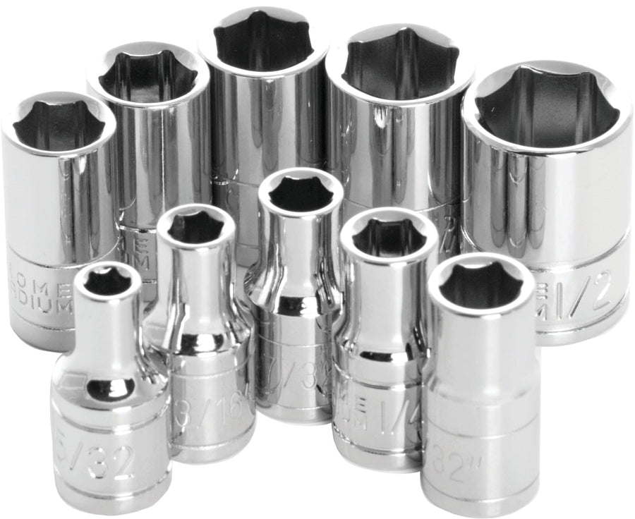 W36002 Performance Tool 1/4-Inch Drive 6-point SAE Socket Set, 10-Piece