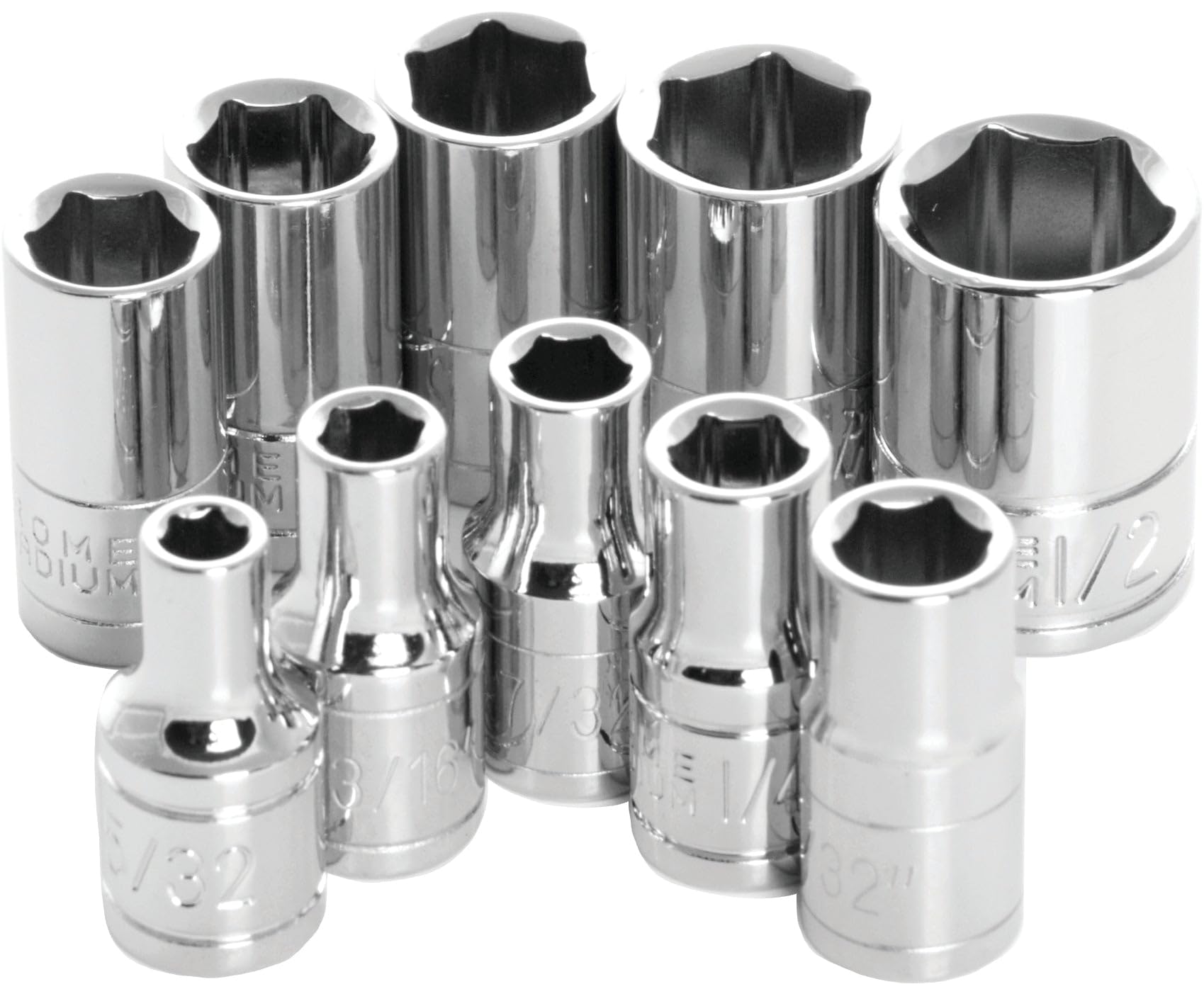 W36002 Performance Tool 1/4-Inch Drive 6-point SAE Socket Set, 10-Piece