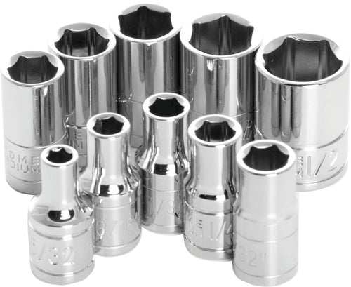 W36002 Performance Tool 1/4-Inch Drive 6-point SAE Socket Set, 10-Piece