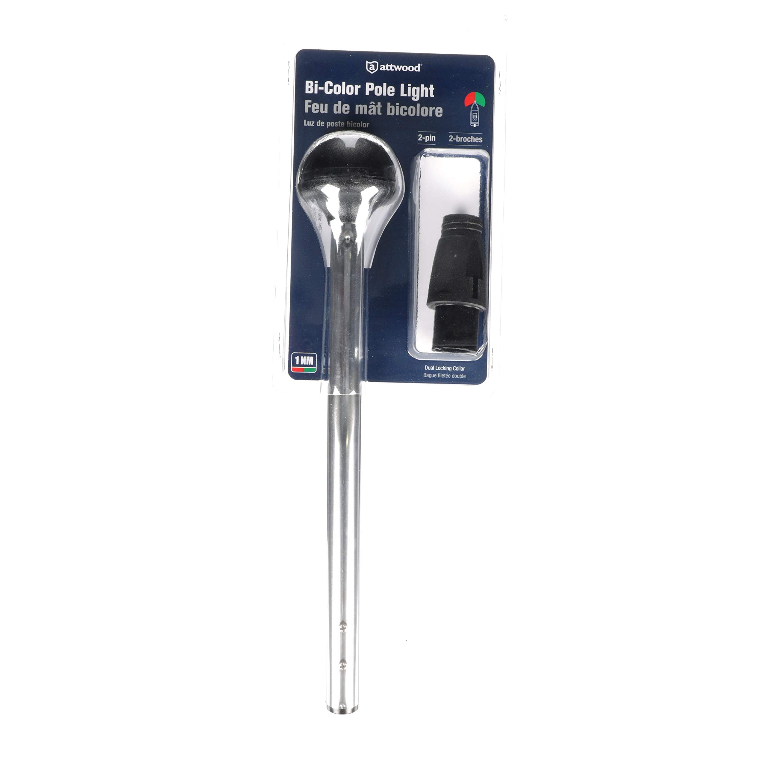 Bi-Color Attwood 5091-10-7 Stowaway 1-Mile Sidelights, 10-Inch Angled Pole, 225-Degree Visibility for Boats Up to 39.4 Feet