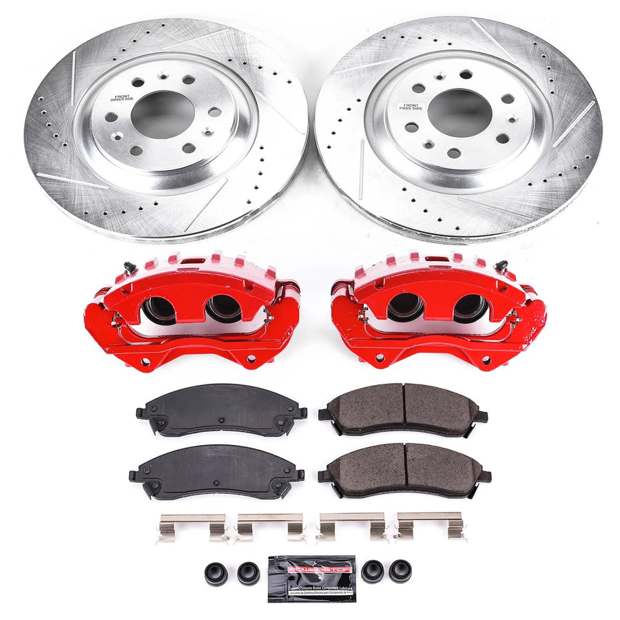 Power Stop Z23 Evolution KC1449 Front Brake Caliper Kit- Brake Rotors, Brake Pads, Brake Calipers For Cadillac SRX 2004-2009 [Model Specific]