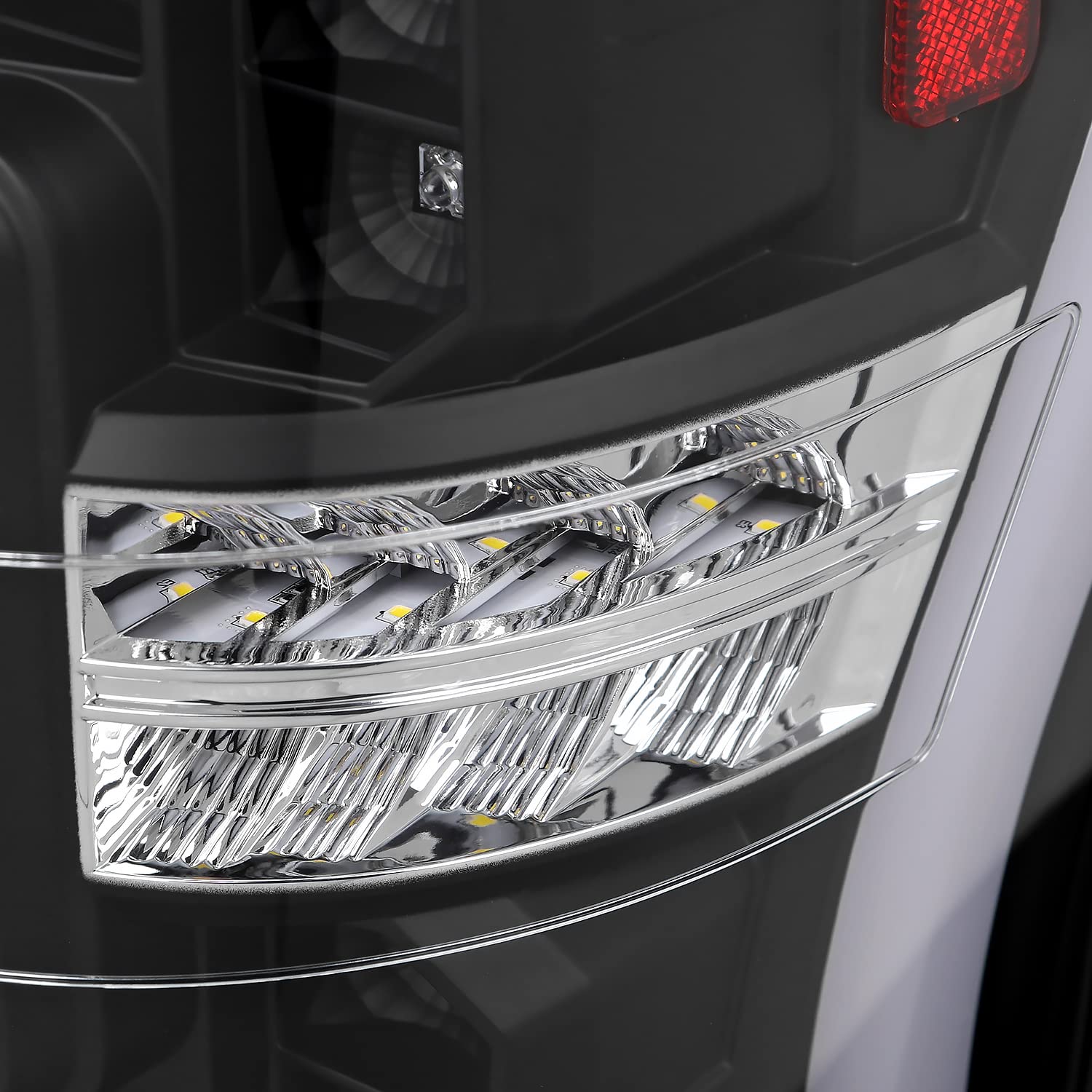 Matte Black LED Tail Lights w/White LED Tube SPEC-D TUNING Compatible with 2017-2019 Ford F250/350/450/550, Left + Right Pair Tail Lamp Assembly