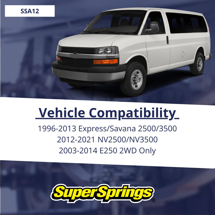 SuperSprings for GMC|Chevrolet Express|Savana 2500|3500, Ford E-250, Nissan NV 2500|3500, Black, SSA12