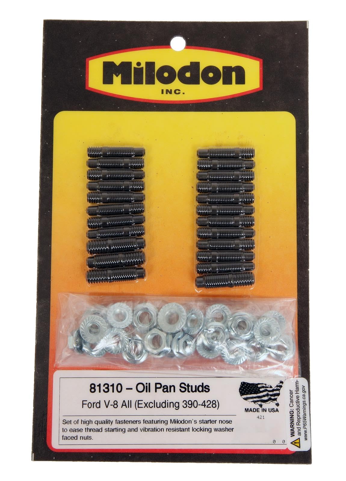 Oil Pan Stud Kit Milodon 81310 for Ford V8 (Excluding 390/428 FE)