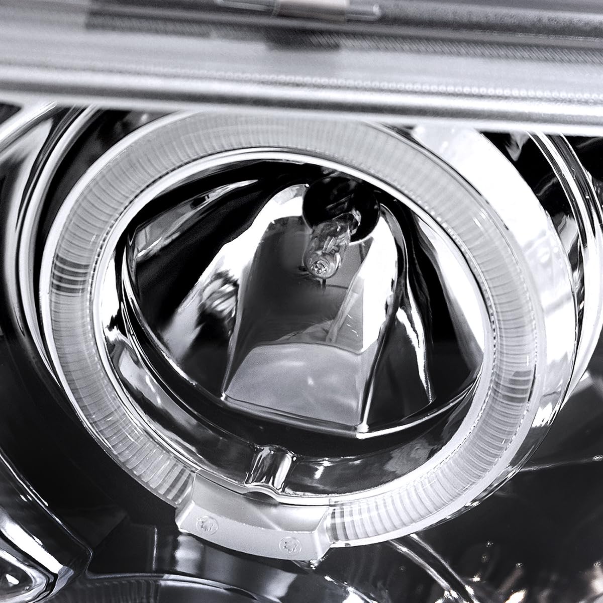 Chrome Housing SPEC-D TUNING Clear Lens LED Halo Projector Headlights + Bumper Lights Compatible with 2004-2012 Chevy Colorado, 2004-2012 GMC Canyon, Left + Right Pair Headlamps Assembly
