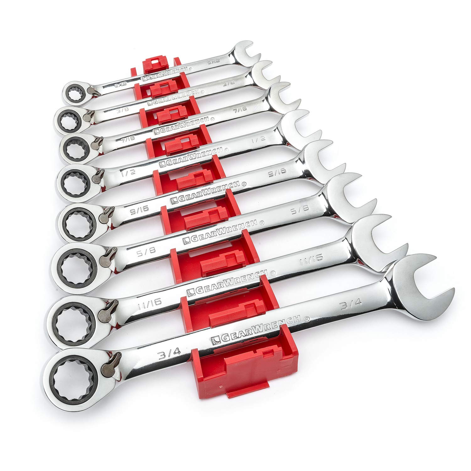 8 Piece GEARWRENCH 72-Tooth 12 Point Reversible Ratcheting Combination SAE Wrench Set | 9533N