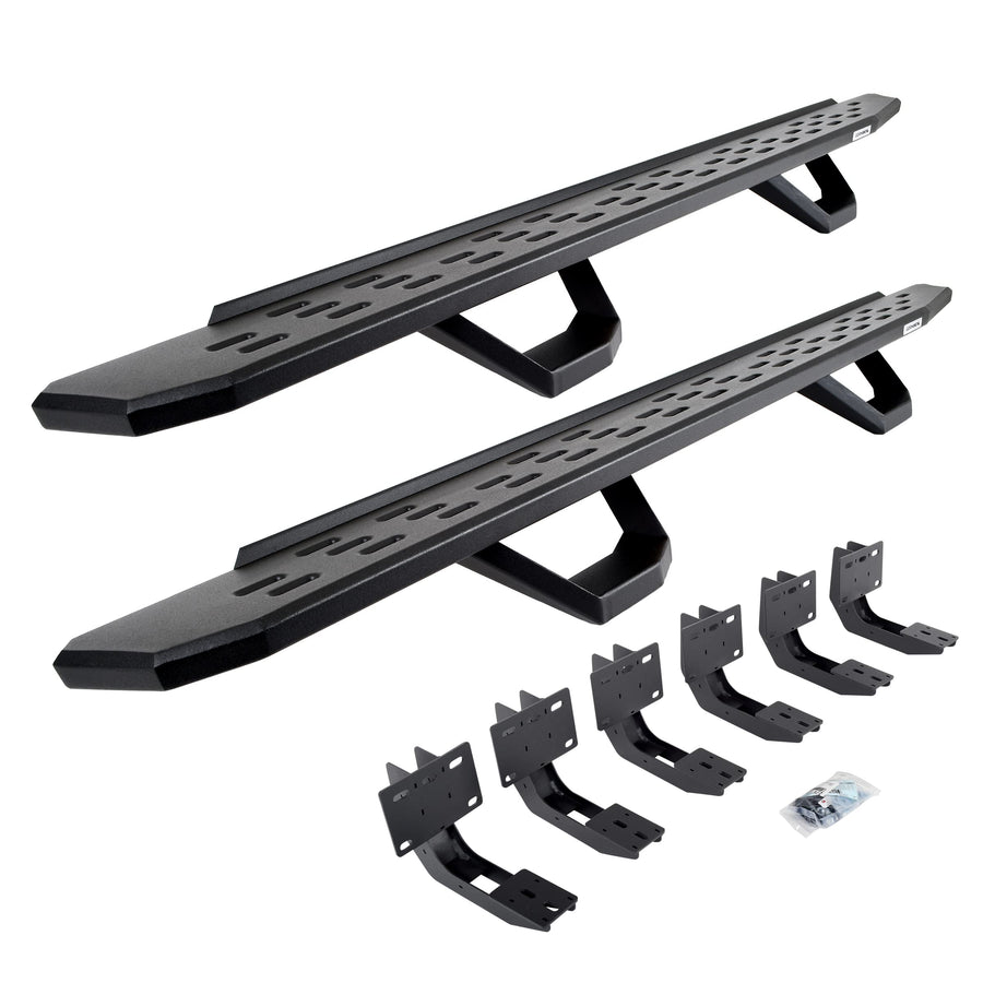 Go Rhino Running Boards RB30, Brackets, & 2 Pair of Drop Steps | Galvanized Steel, Textured Black | 6963068720PC | Fits 2019-2024 RAM 1500 Crew Cab Pickup