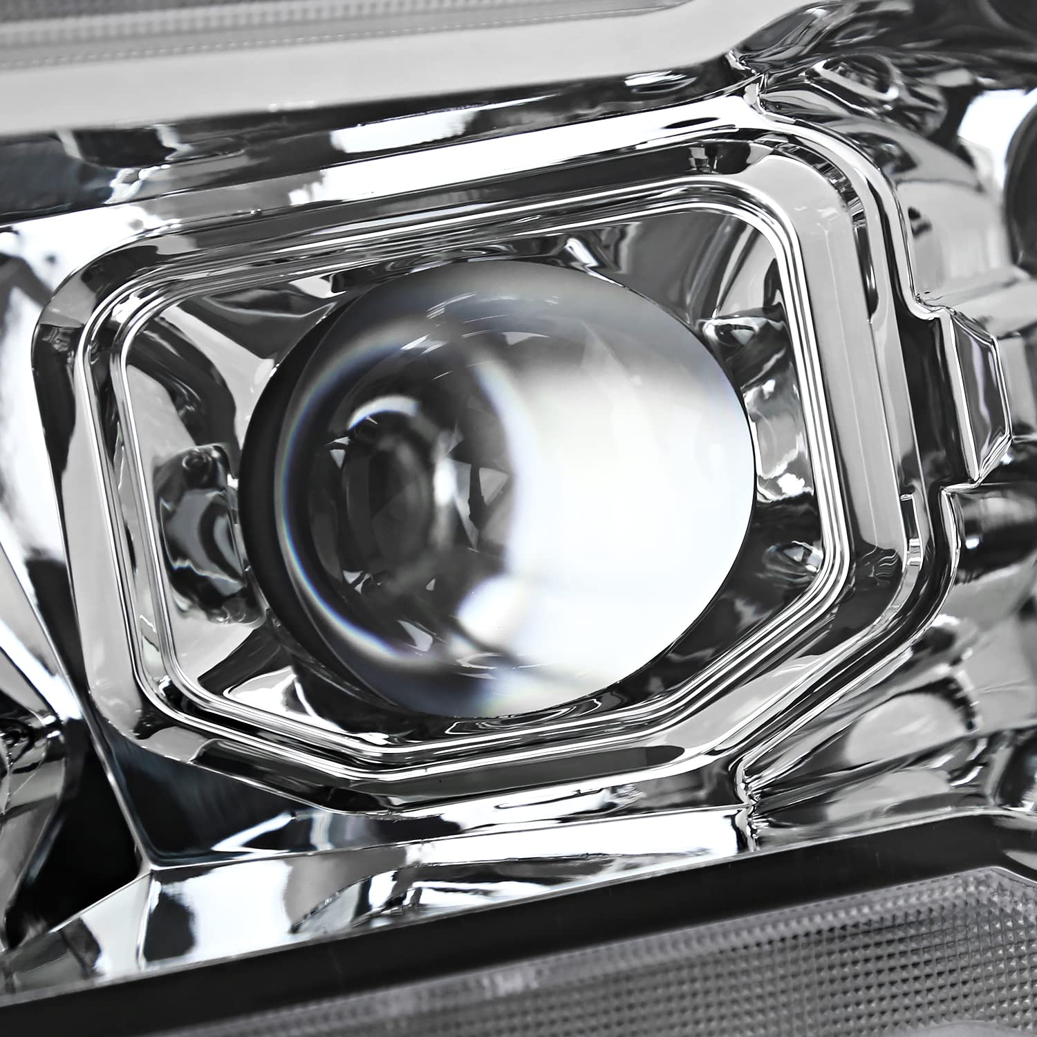 Chrome Projector Headlights SPEC-D TUNING w/Sequential LED Tube Signal and Startup Animation Compatible with 2019-2024 Ram 1500, Left + Right Pair Headlamps Assembly