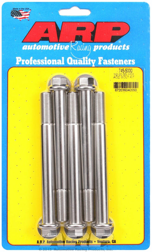 ARP 1/2-20" x 5.000 UHL 6-Point Stainless Steel Bolt Kit - 5 Piece 745-5000