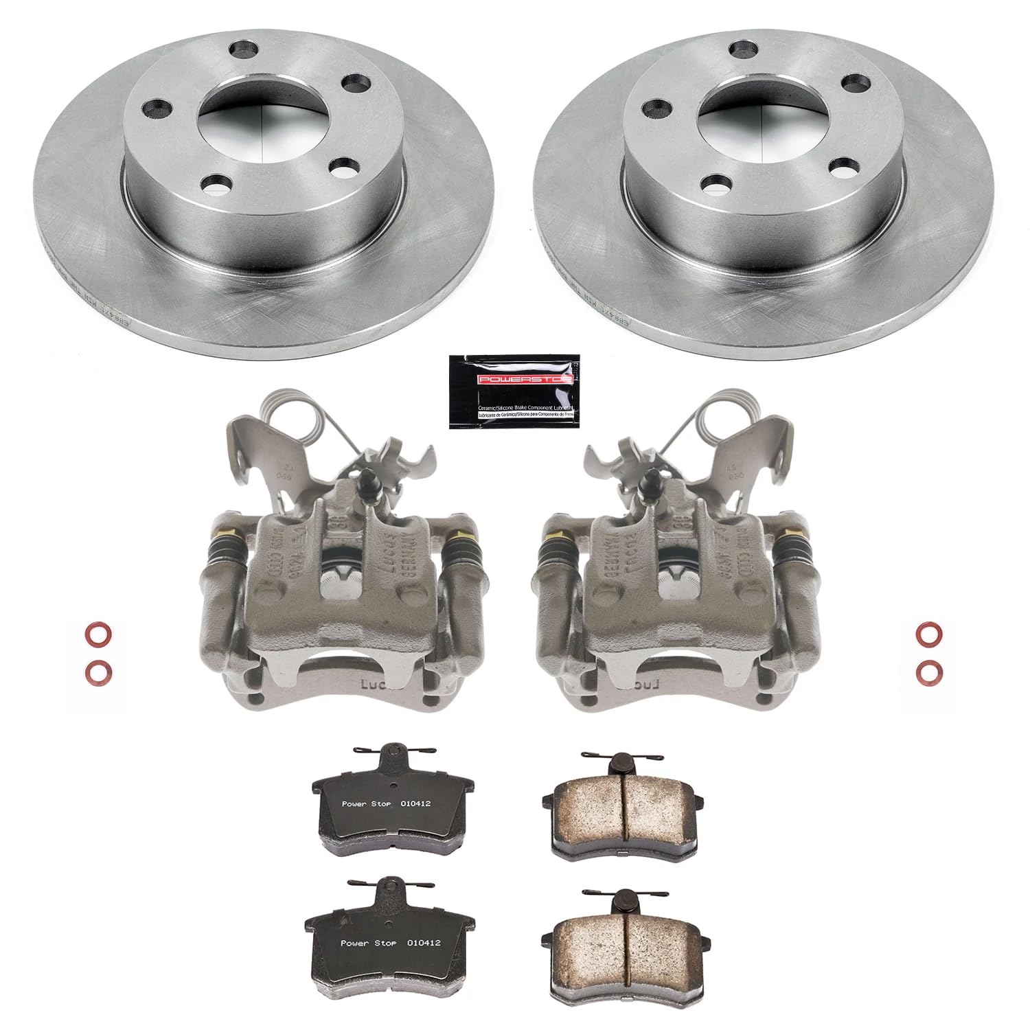 Power Stop KCOE584 Replacement Autospecialty Rear Brake Caliper Kit- OE Brake Rotor, Brake Pads & Calipers For Audi A4 Quattro 1996-2001 [Model Specific]