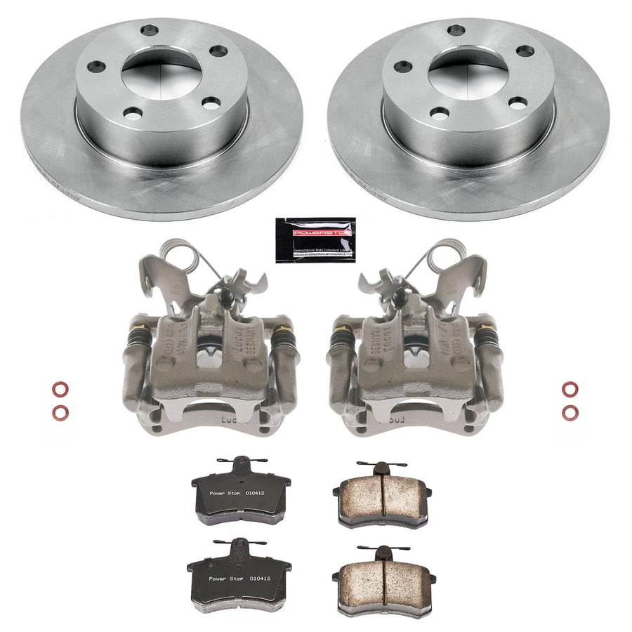 Power Stop KCOE584 Replacement Autospecialty Rear Brake Caliper Kit- OE Brake Rotor, Brake Pads & Calipers For Audi A4 Quattro 1996-2001 [Model Specific]