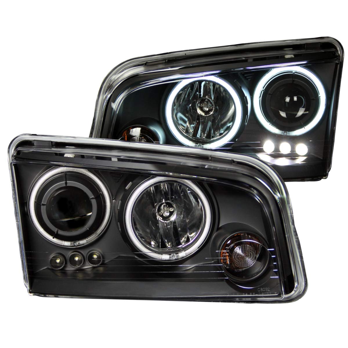 Dodge Charger Anzo USA 121218 Black Clear Projector with Halos Headlight Assembly - (Sold in Pairs)