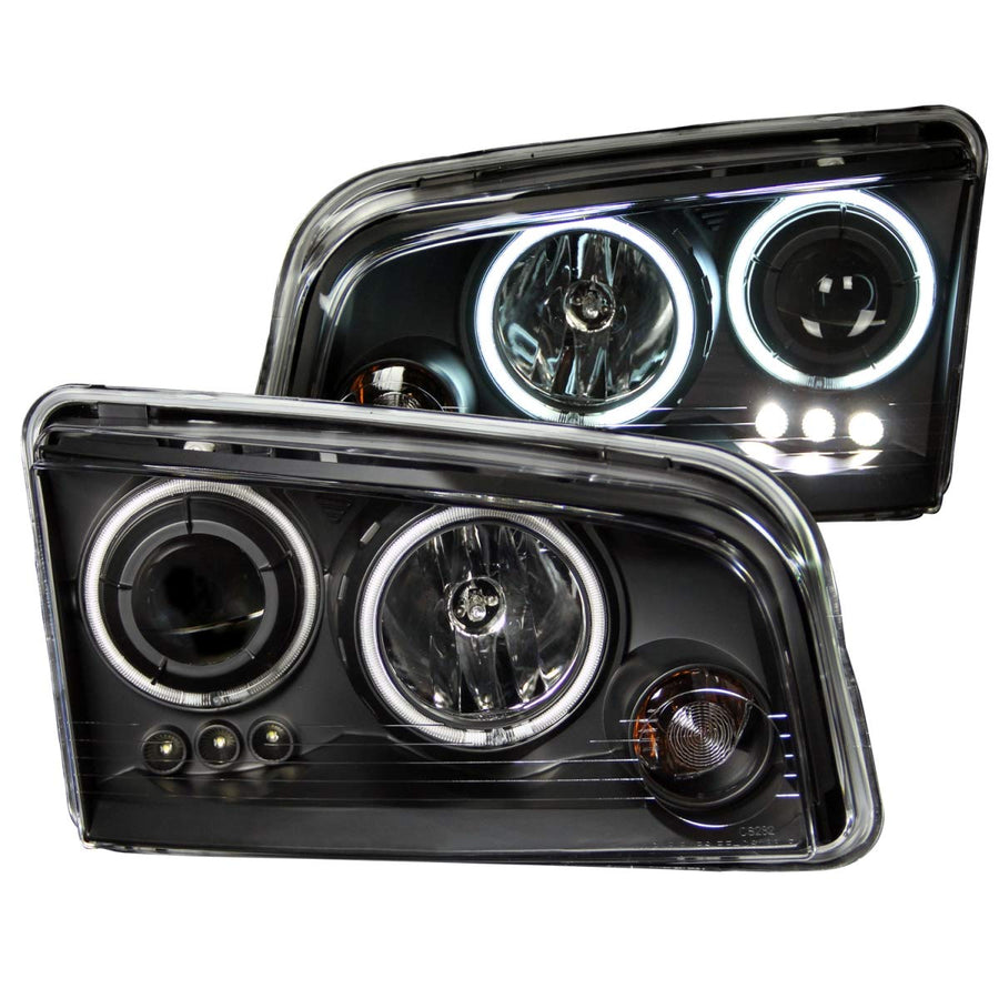 Dodge Charger Anzo USA 121218 Black Clear Projector with Halos Headlight Assembly - (Sold in Pairs)