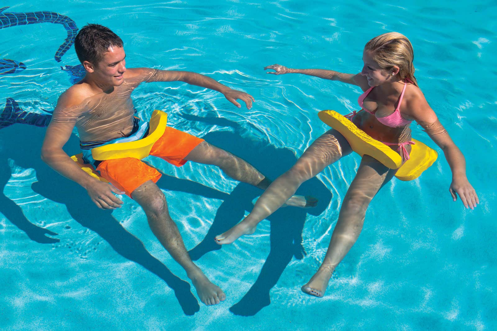 Foam Water Saddle Float - WOW Sports for Kids & Adults - 1 Person Pool Seat - Whale Tail - Pool Party Accessory - Yellow