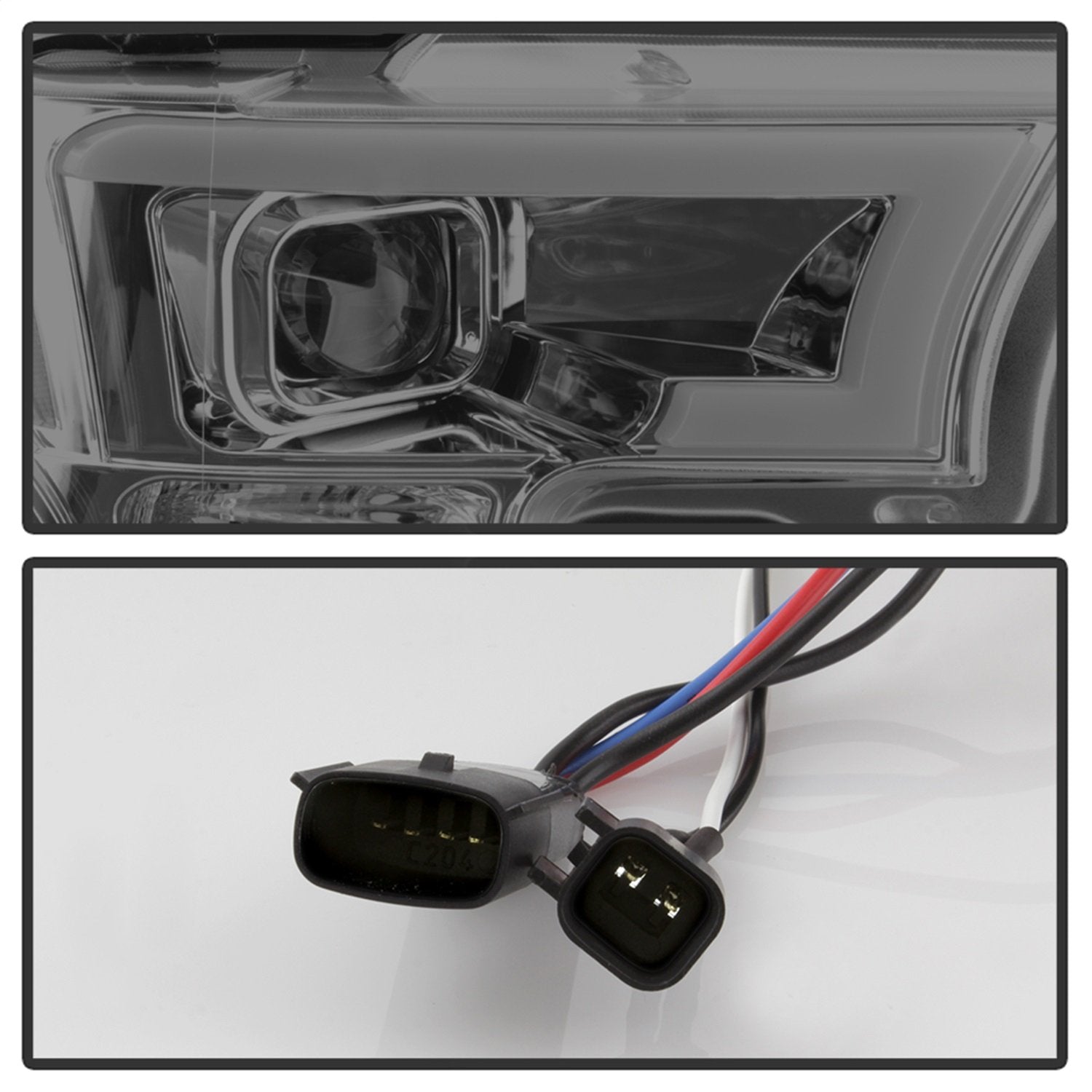 Ford F150 2015-2017 Spyder 5083678 Projector Headlights - High H1 (Included) - Low H7 (Included) - Light Bar DRL LED - Smoke