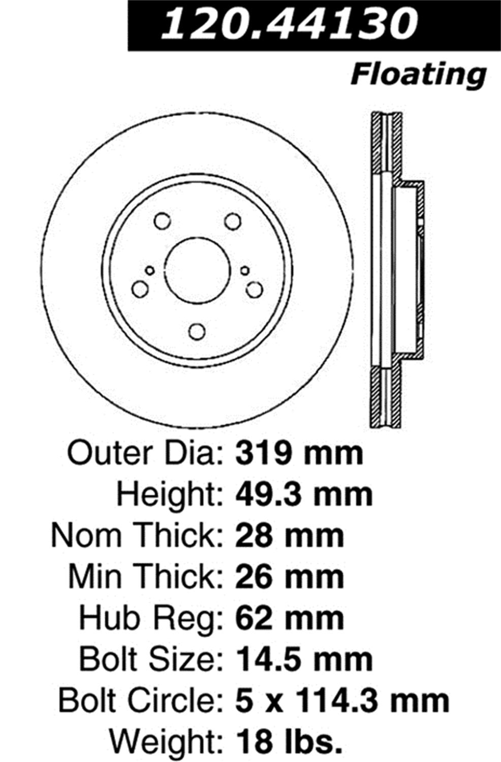 Sport Drilled/Slotted Brake Rotor StopTech 127.44130L (Front Left), 1 Pack