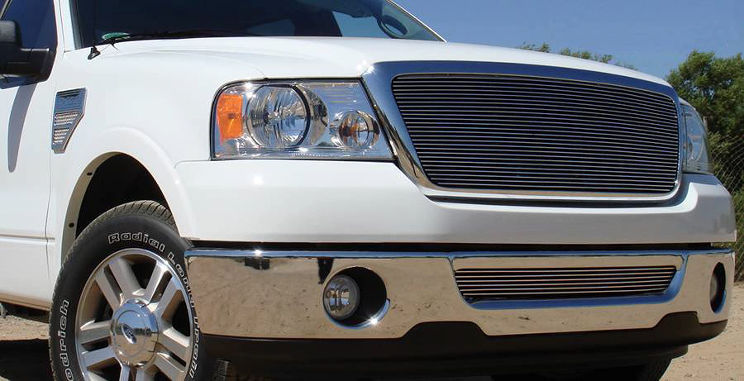Horizontal T-Rex 21556 Aluminum Polished Finish Billet Grille Insert for Ford F150