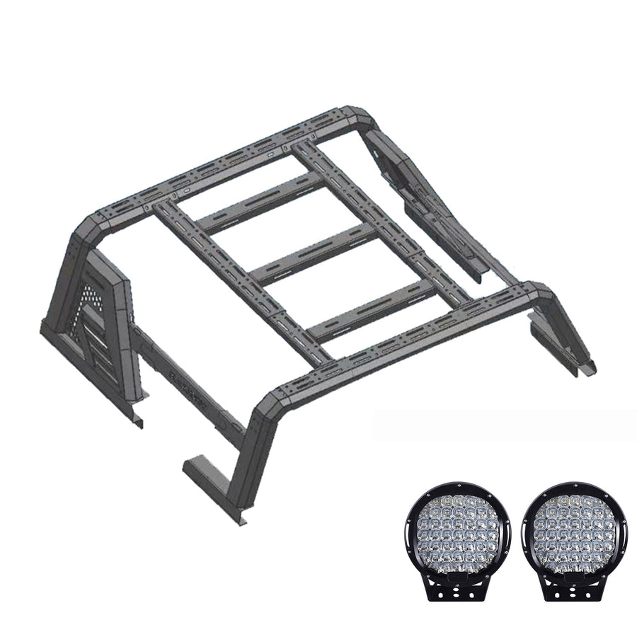 Armour II Black Horse Roll Bar W/Overland Kit Black Compatible with 14-22 Chevy Silverado 1500|14-24 GMC Sierra 1500|15-24 Ford F-150|15-24 Ram 1500|07-24 Tundra-AR2-01BOV1-PL69B