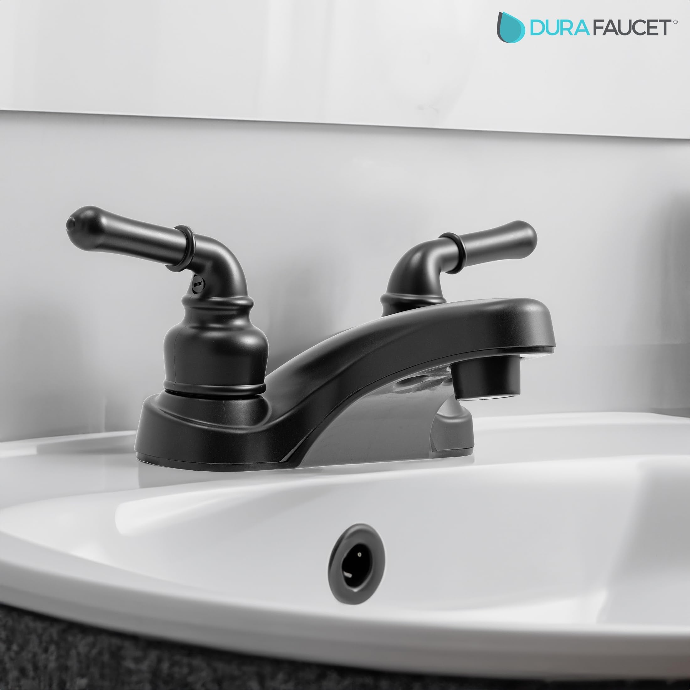 Dura Faucet RV DF-PL700C-MB 2-Hole Bathroom Faucet with Classic 2-Handles (Matte Black)