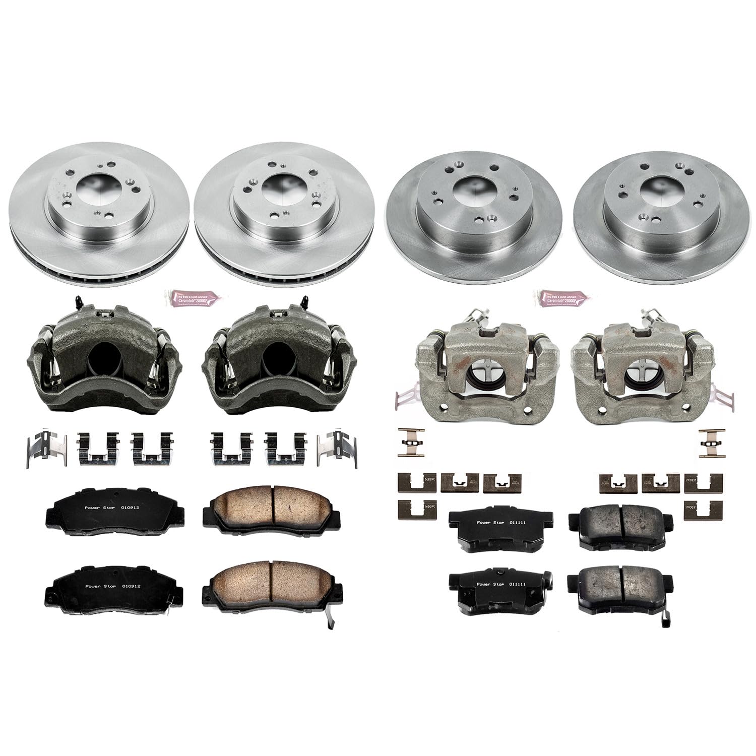 Power Stop KCOE706 1-Click OE Replacement Brake Kit with Calipers For Honda Prelude Autospecialty 1997-2001 [Model Specific]
