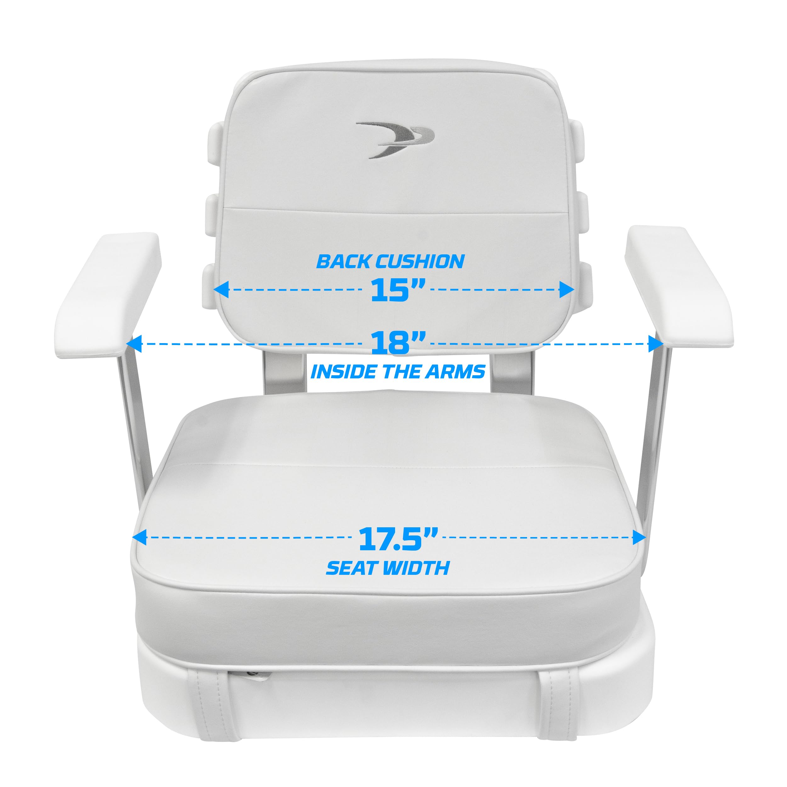 8WD562-3-710 Wise Ladder Back Helm Chair with Arm Rests, Cushions and Mounting Plate, White, Offshore
