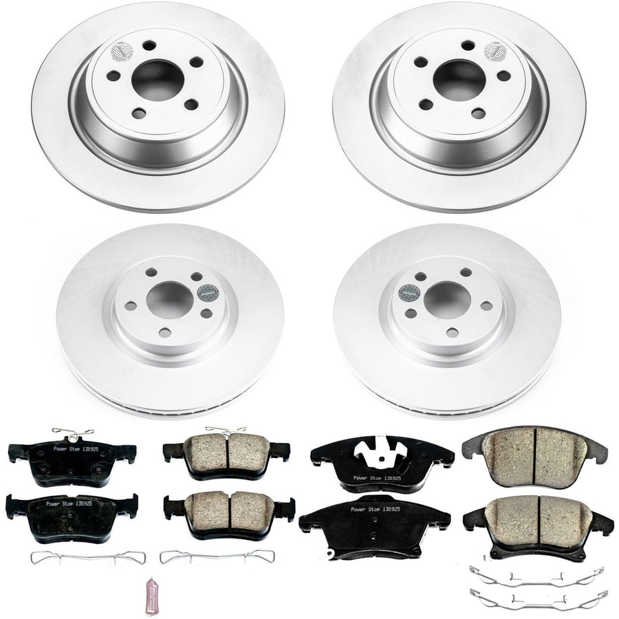 Power Stop CRK7912 Brake Kit Front & Rear Coated Rotor - Coated Brake Rotors and Z17 Ceramic Brake Pads For Lincoln MKZ 2017-2020 [Model Specific]