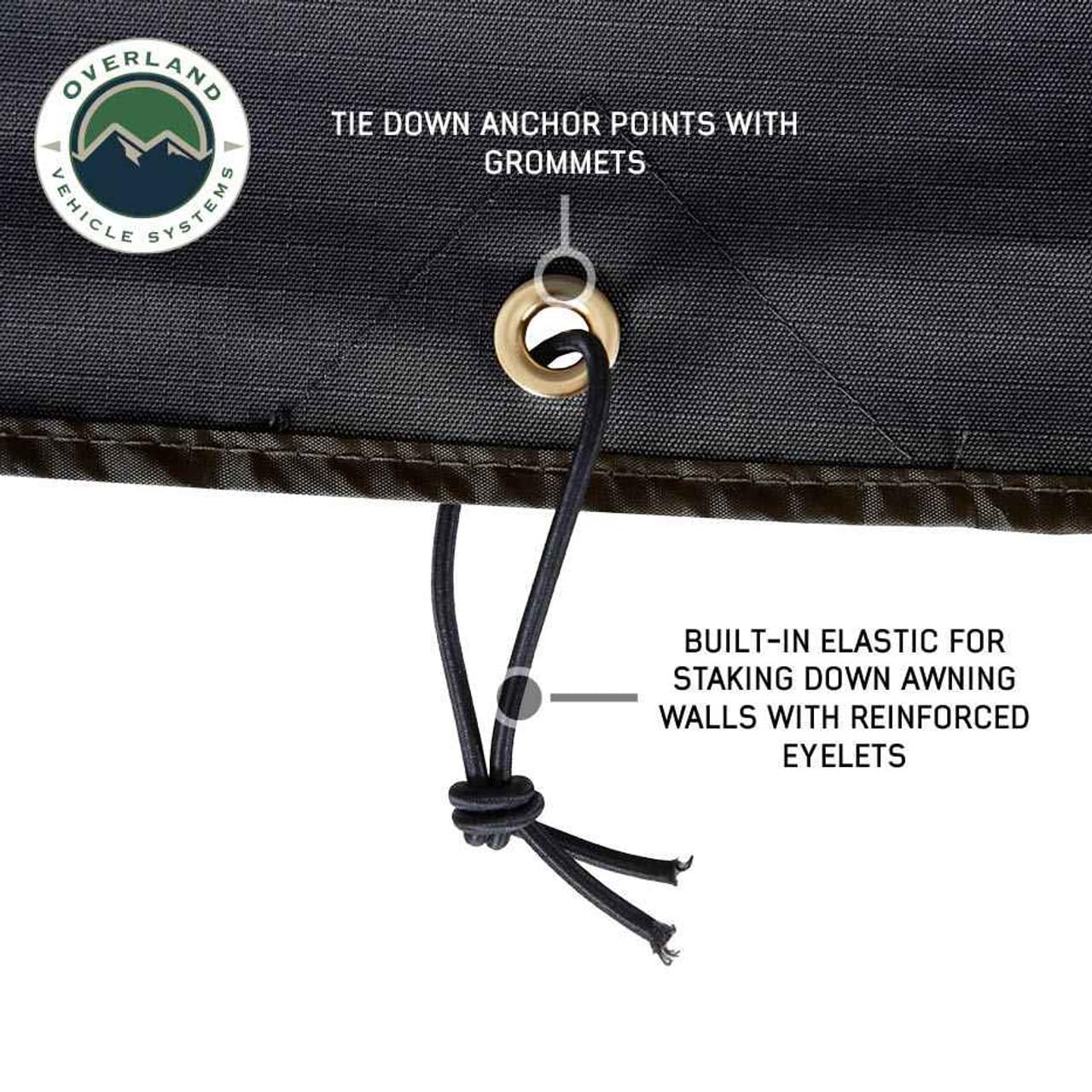 XD Nomadic 180 Awning Wall with Windows - Overland Vehicle Systems 320G Poly Cotton Rip Stop Black Out Matierial - Zipper Attachment Method