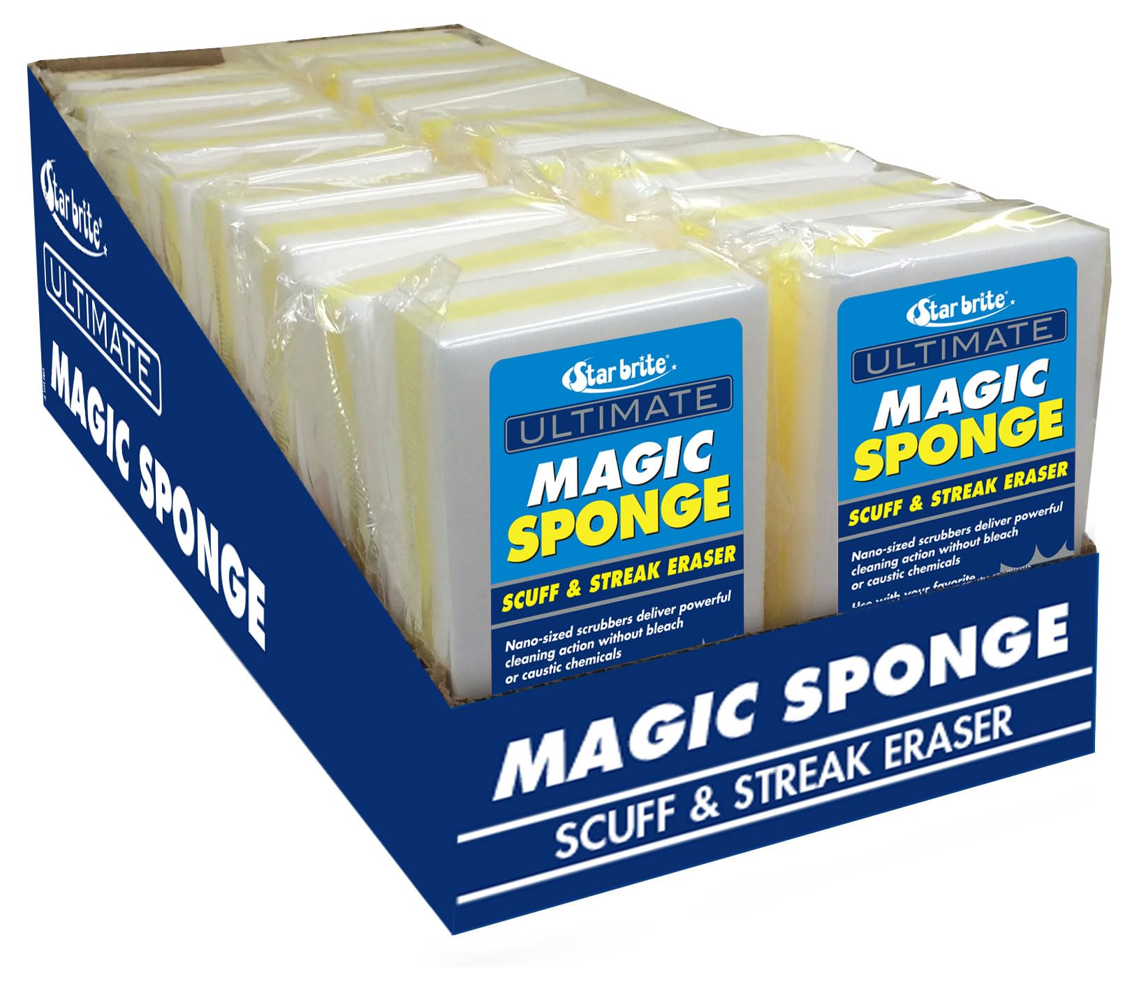 Ultimate Magic Sponge STAR BRITE - Boat Scuff Eraser Melamine Scrubber with Reinforced Core - 18 Pack (041018)