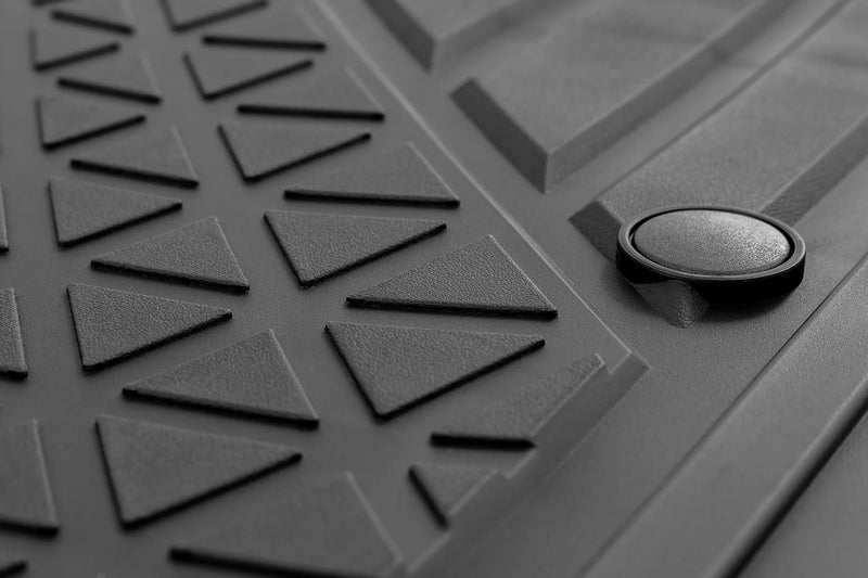 Rough Country Front Flex-Fit Floor Mats for Jeep Wrangler JL Unlimited 4-Door (2018-2025) - Custom All-Weather Non-Slip TPE Liners w/Spill Saver Lip