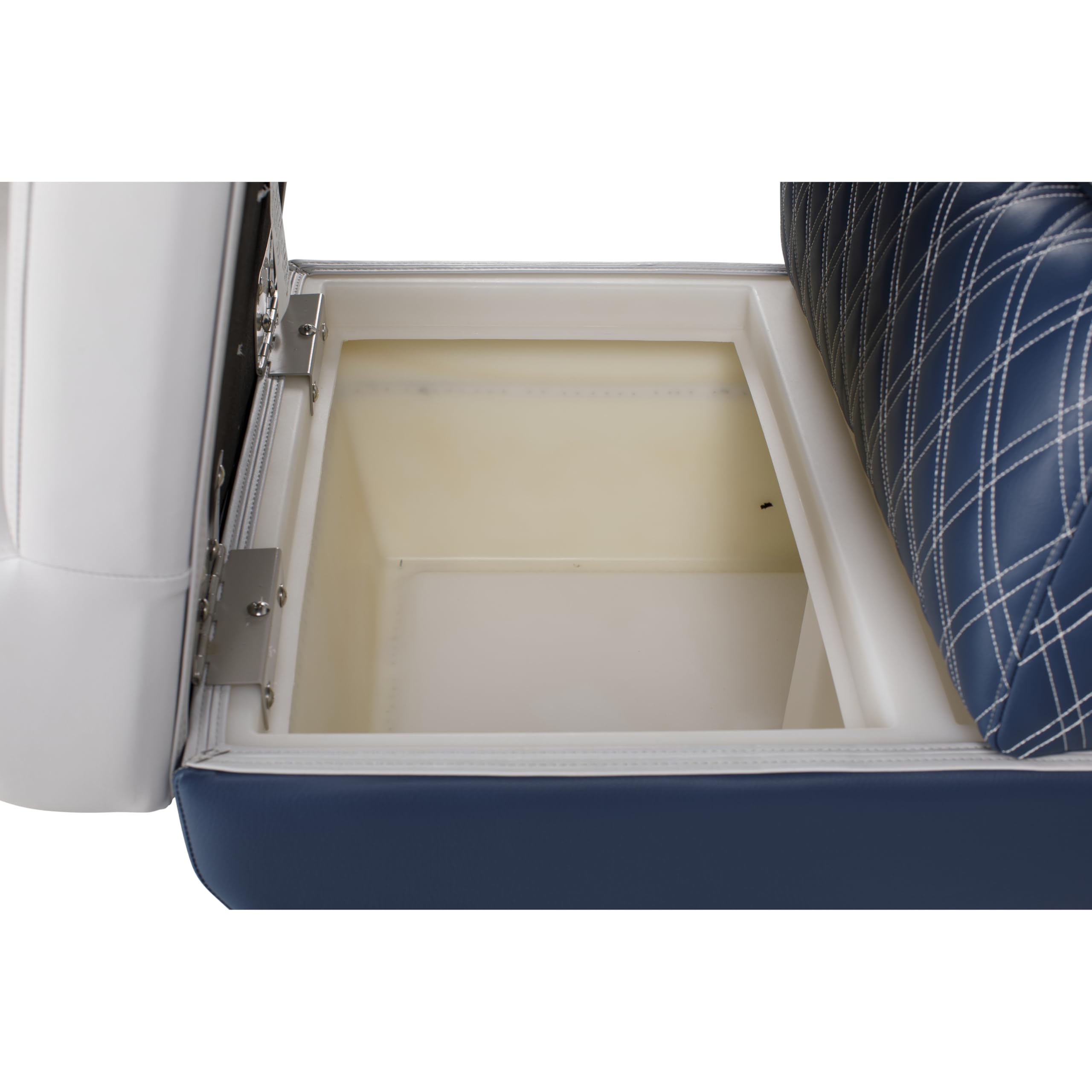 24" Lippert Sunset Collection Straight Pontoon Bench Seat, Contoured Foam Cushioning, Durable Marine-Grade Vinyl, Built-In Dry Storage, Poly Frame, 24"L x 28"W x 30"H - 2024021178