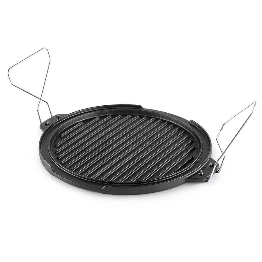 GSI Outdoors Outdoor Cookset Guidecast: 10" Deep Frypan with Dome Lid, Dual-Sided Cast Iron Griddle/Grill, Removable Handles