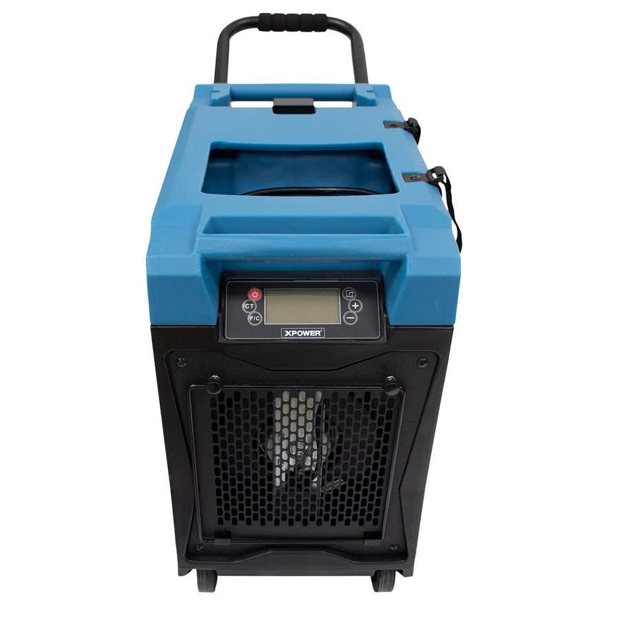 XD-85L2 XPOWER 145-Pint LGR Commercial Dehumidifier with Automatic Purge Pump, Drainage Hose, Handle and Wheels for Water Damage Restoration, Clean-up Flood, Basement, Mold, Mildew (Blue)