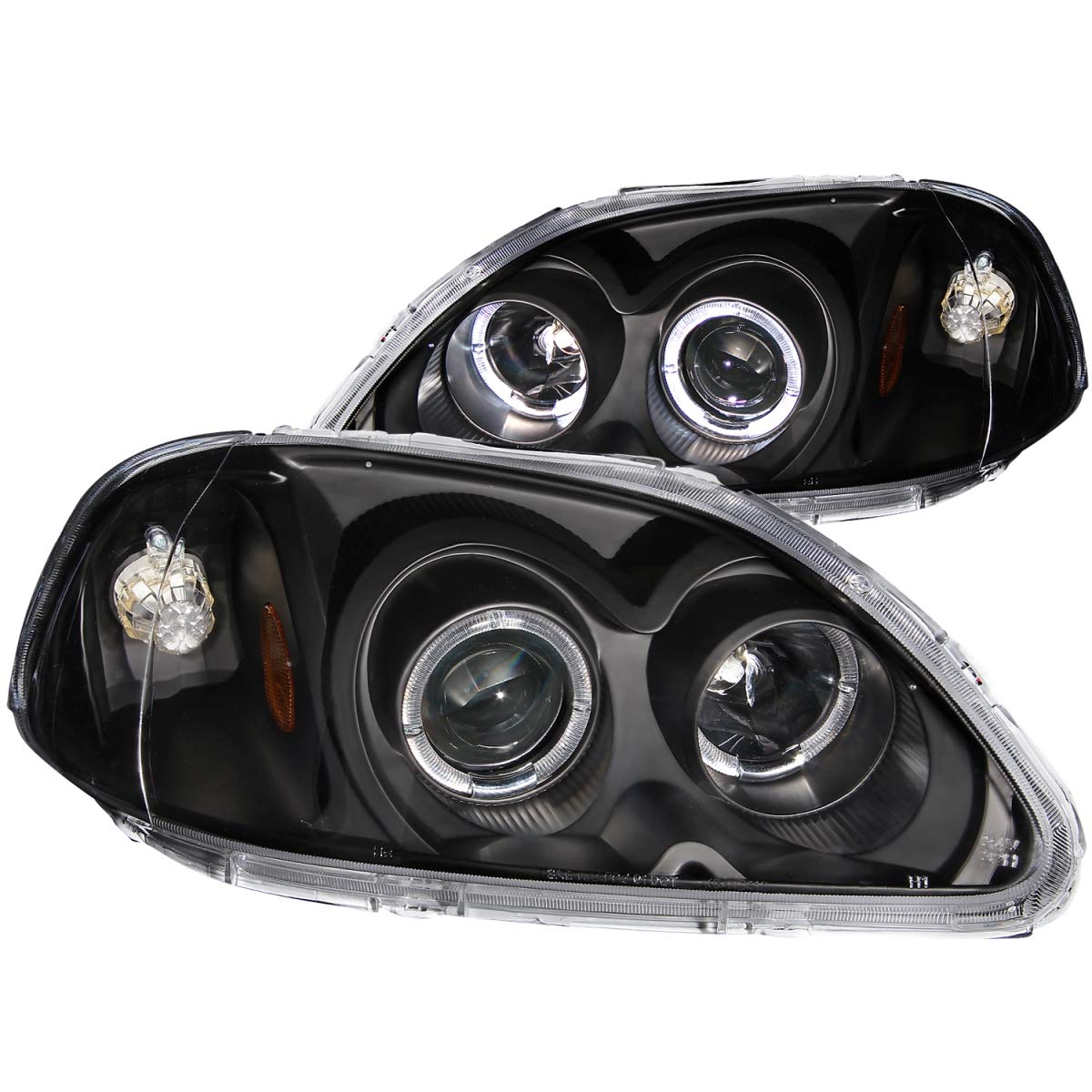 Honda Civic Anzo USA 121068 Projector with Halo Black Headlight Assembly - (Sold in Pairs)