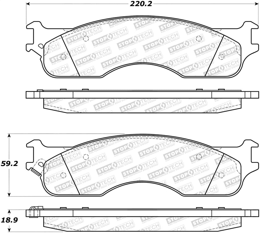 Front StopTech 308.10540 Brake Pads with Shims; Street