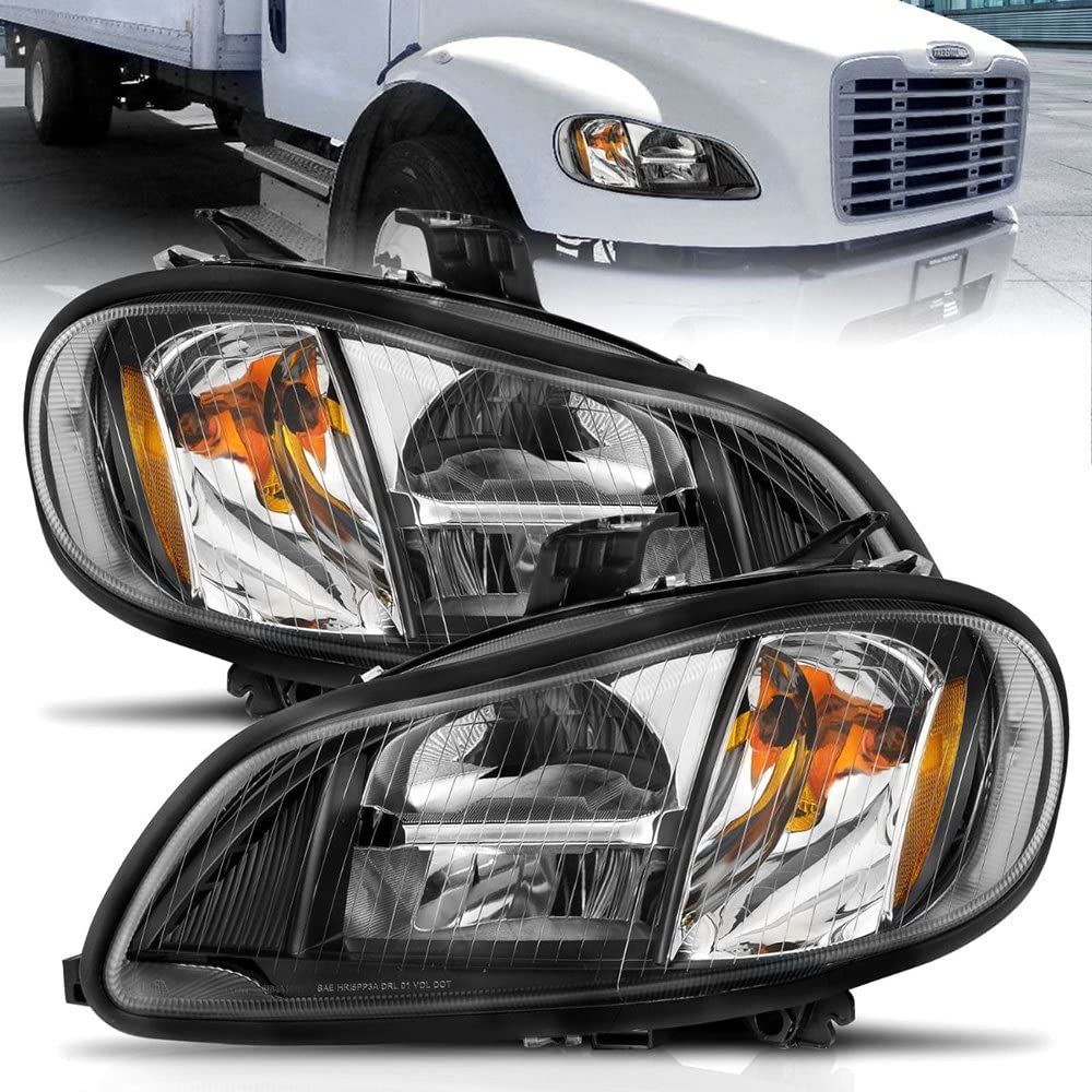 2002-2014 Freightliner M2 Anzo USA LED Crystal Headlights Black Housing w/Clear Lens (Pair) (131030)