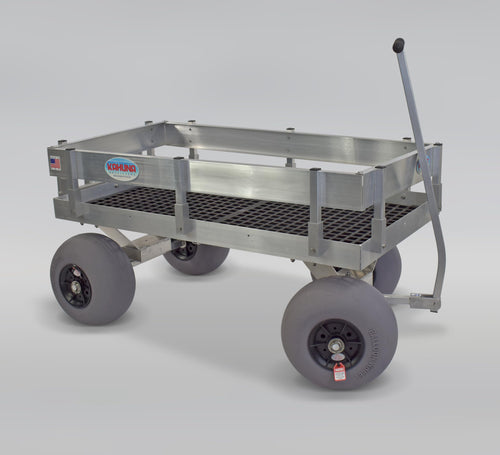 Kahuna Big Aluminum Beach Wagon with Lightweight UV Deck! Rod Holders-Balloon Sand Tires-Walls-Made in USA!