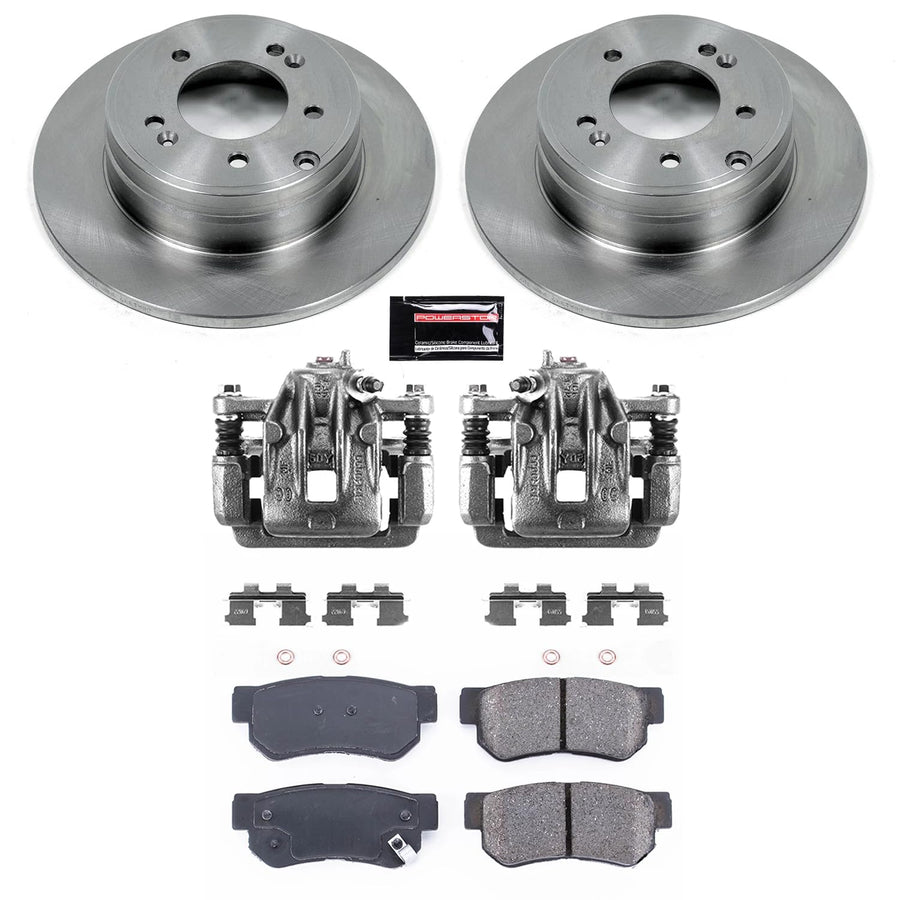 Power Stop KCOE5211A Rear Caliper Brake Kit- Brake Rotors, Ceramic Brake Pads and Brake Calipers For Hyundai Sonata 2006-2008 [Model Specific]