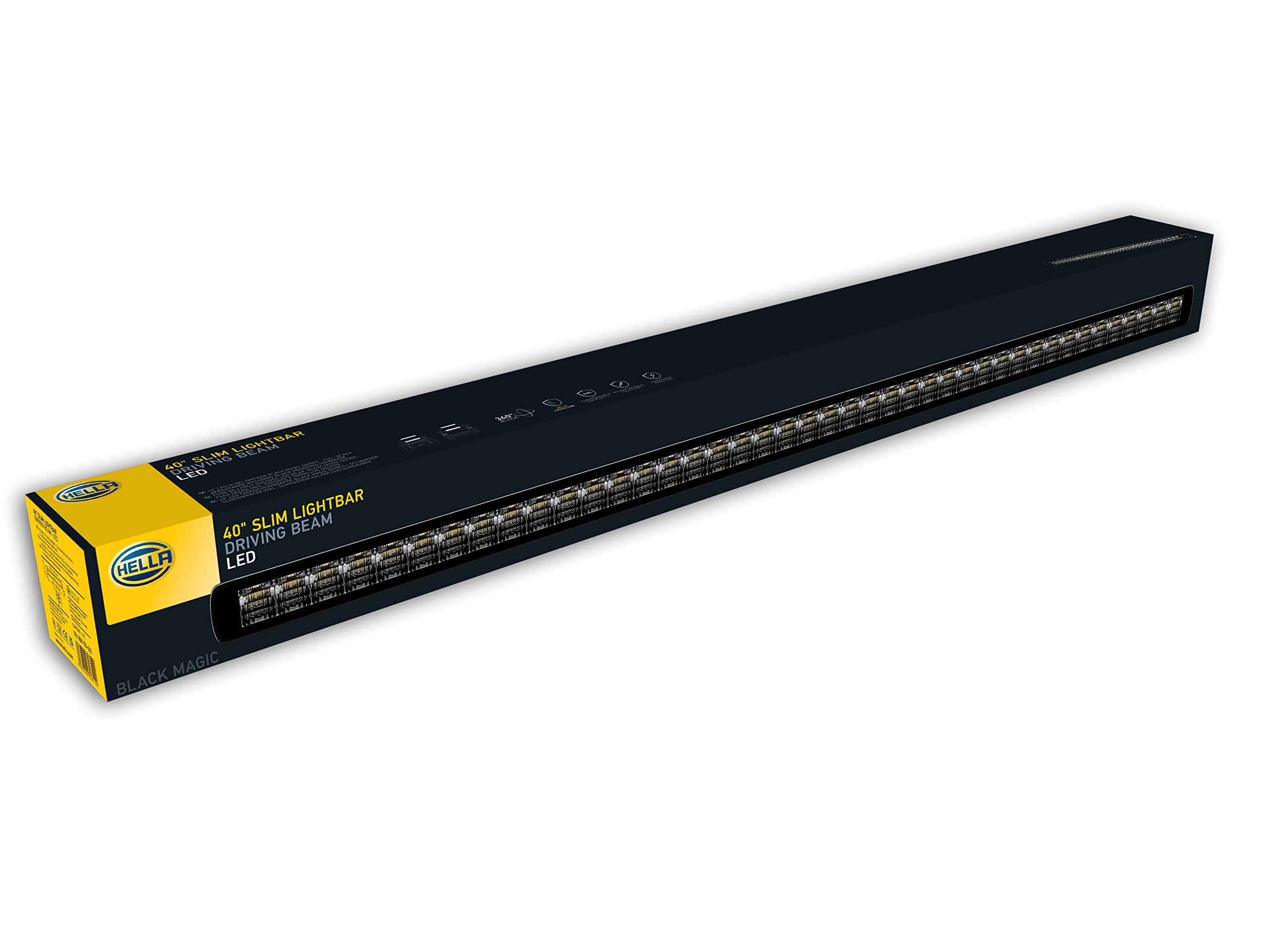 HELLA 1FJ 358 176-321 LED-Spotlight - 40" Black Magic Slim Lightbar - 12/24V - mounting - Cable: 2000mm - Plug: Open Cable Ends