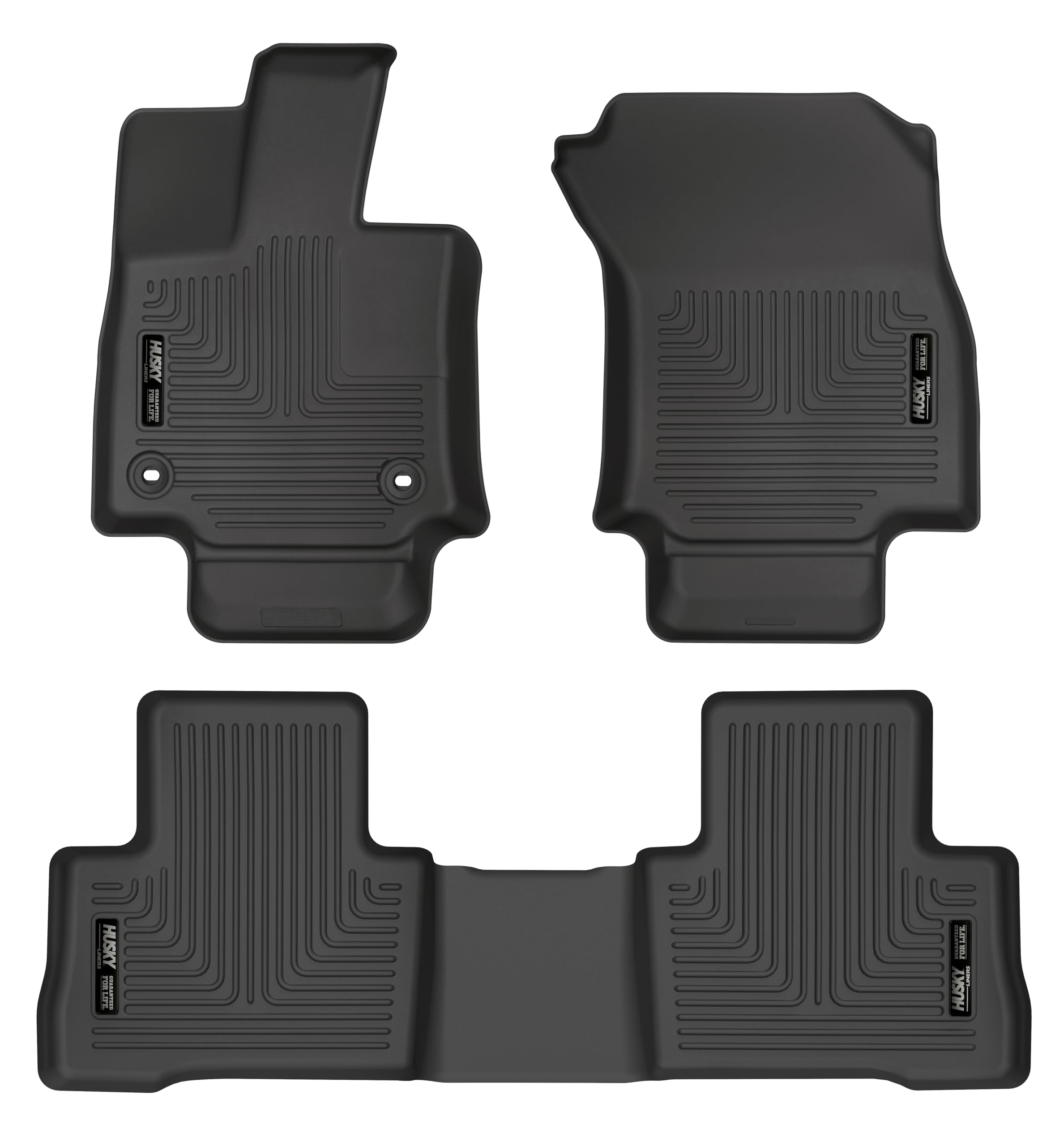 Weatherbeater Husky Liners Floor Mats | Fits 2021-2024 Toyota Venza | Front & 2nd Row, 3-pc Black - 95511