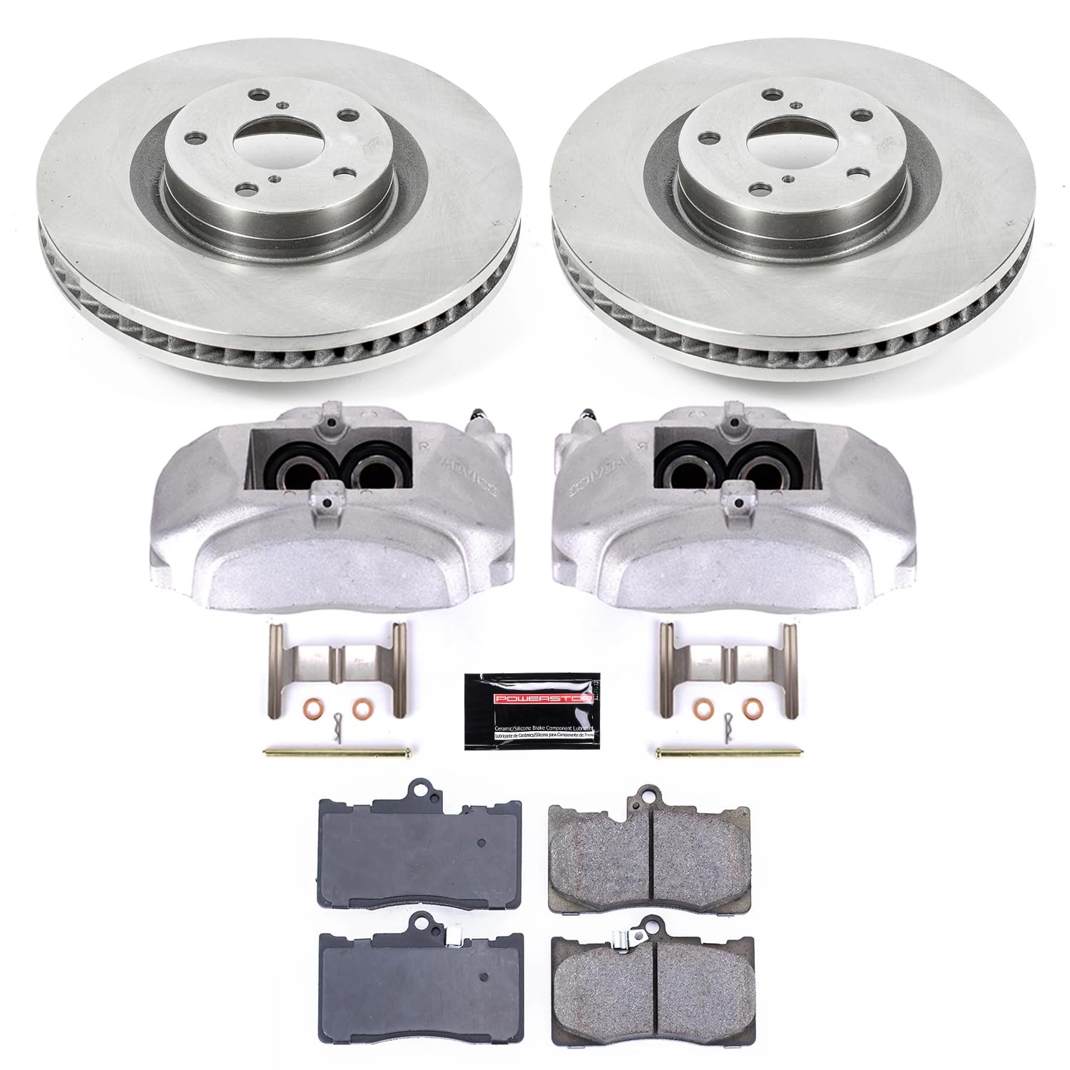 Power Stop KCOE5868 Replacement Autospecialty Front Caliper Kit-Rotors, Ceramic Brake Pads, Calipers For Lexus GS350, Lexus GS450h, Lexus GS460, Lexus IS350 [Model Specific]
