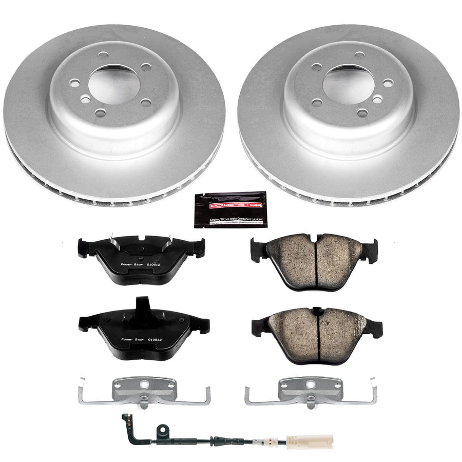 Power Stop Z23 Evolution Geomet Coated Brake Kit and 1 Front Sensor Wire For BMW 535i, BMW 545i, BMW 550i, BMW 645Ci, BMW 650i [Model Specific]