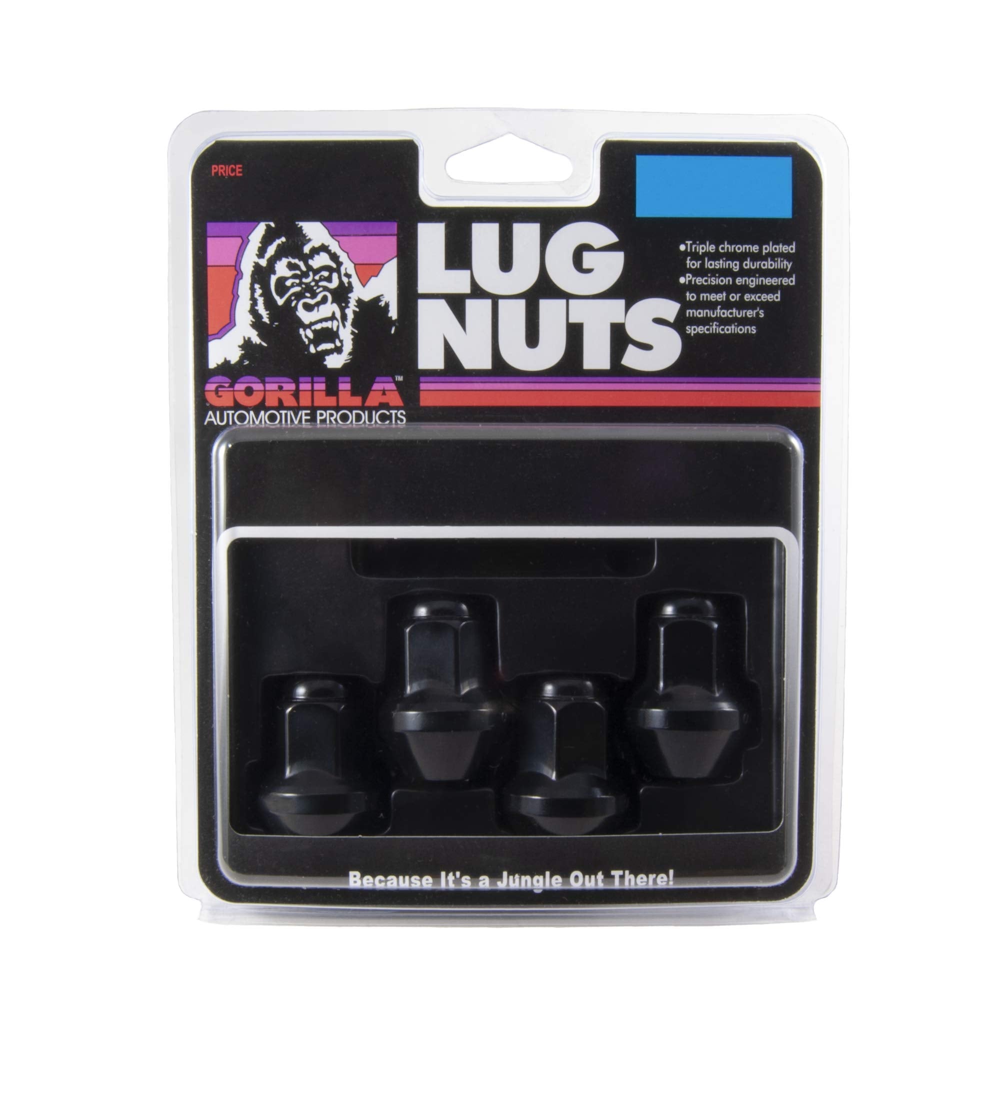 Gorilla 66197BDX Automotive Factory Style Bulge Lug Nuts - Black – 7/8” Hex – 9/16” Thread Size - Pack of 4