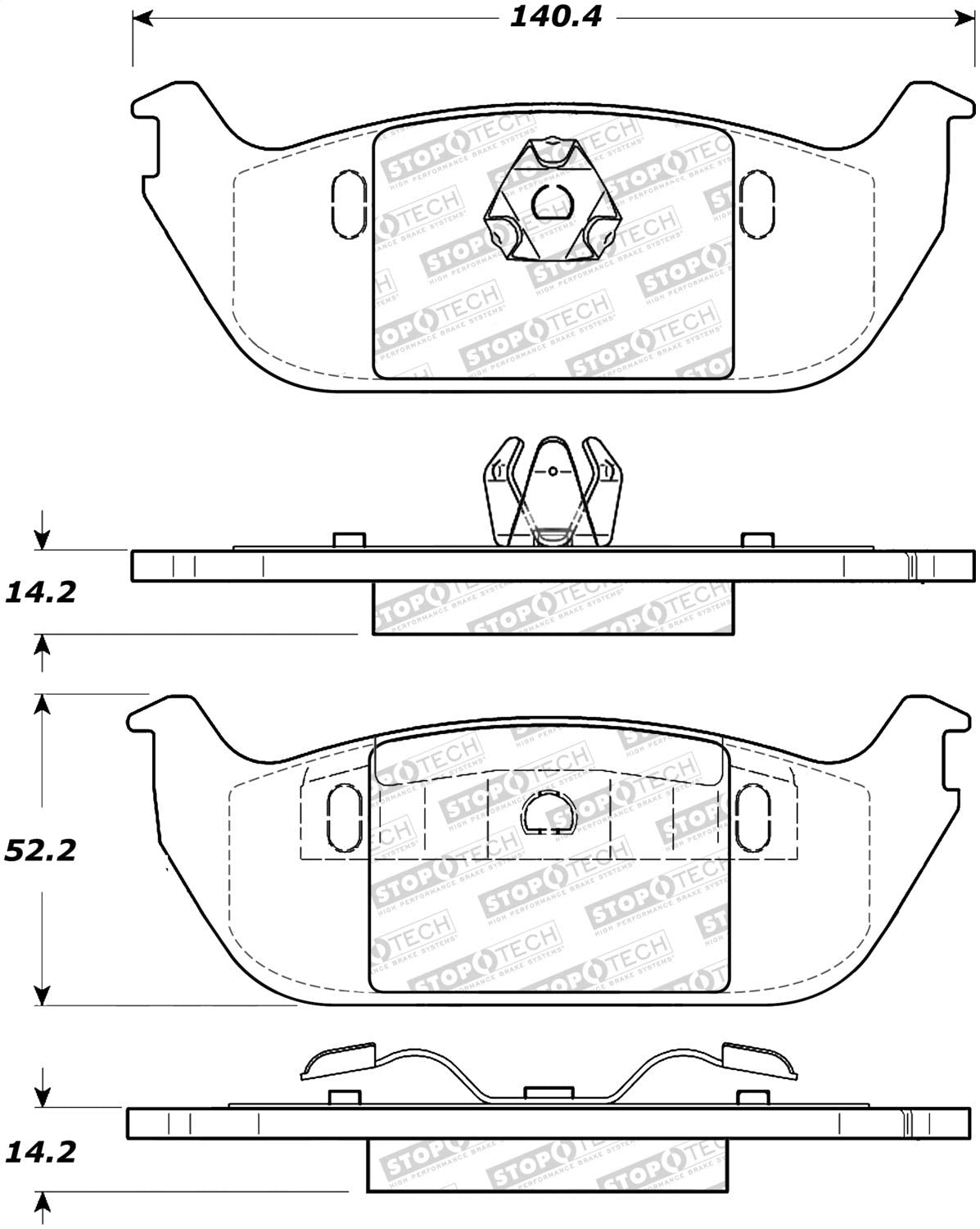 Rear StopTech 308.09520 Brake Pads with Shims and Hardware Street