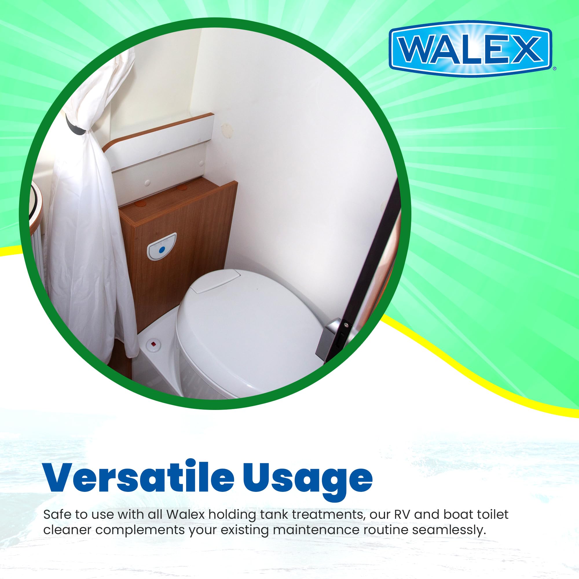 Walex RV/Marine Premium Toilet Bowl Cleaner - Naturally Derived Formula, Safe Plastic & Ceramic Toilets, Powerful Cleaning for Stains & Deposits, Septic Safe, Refreshing Lavender Fragrance, 32 oz