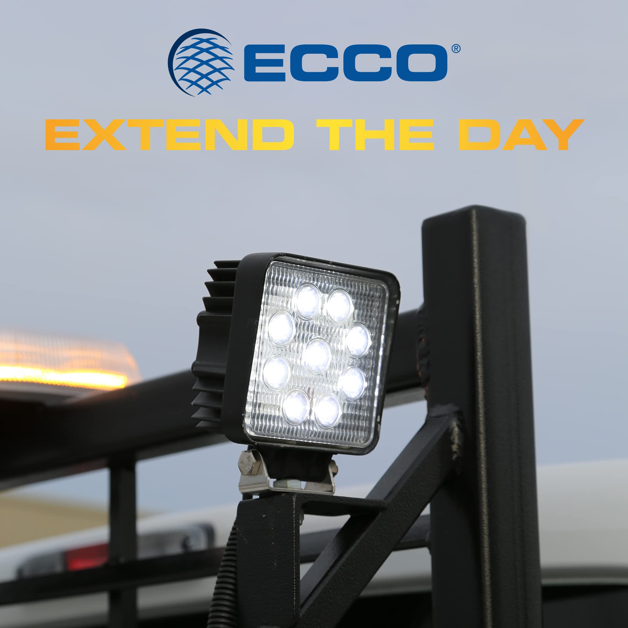 Flood Light ECCO E92006 9 Led, Flood Beam, Square, 1 Bolt Mount, 12 24 Volt