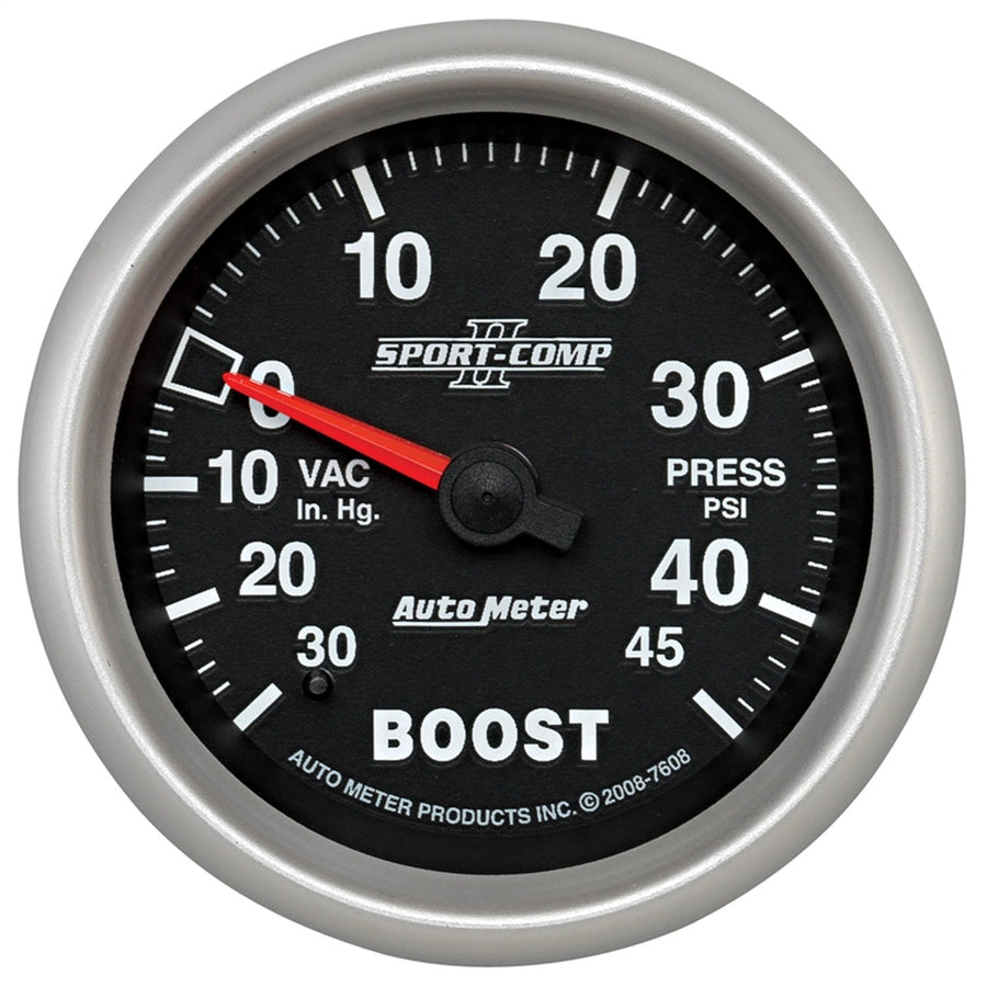 Auto Meter Sport-Comp II 2-5/8" 30 in. Hg/45 PSI Mechanical Vacuum/Boost Gauge