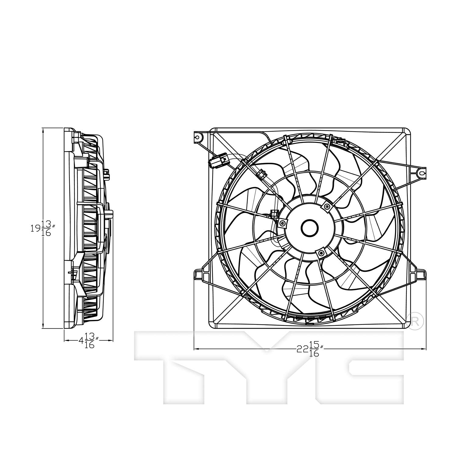 Replacement TYC 623860 Cooling Fan Assembly (KIA SORENTO)