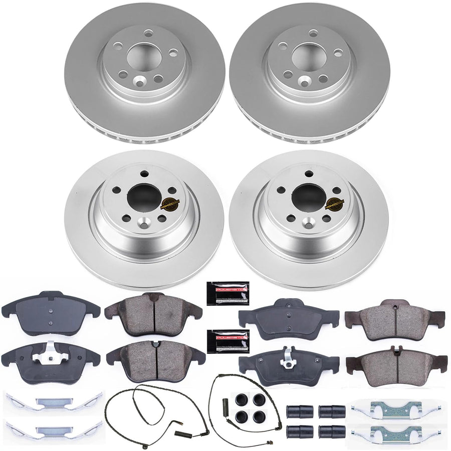 Coated Brake Rotor and Ceramic Brake Pads Power Stop CRK6276- Front & Rear For Land Rover Range Rover Evoque 2012-2015 [Model Specific]
