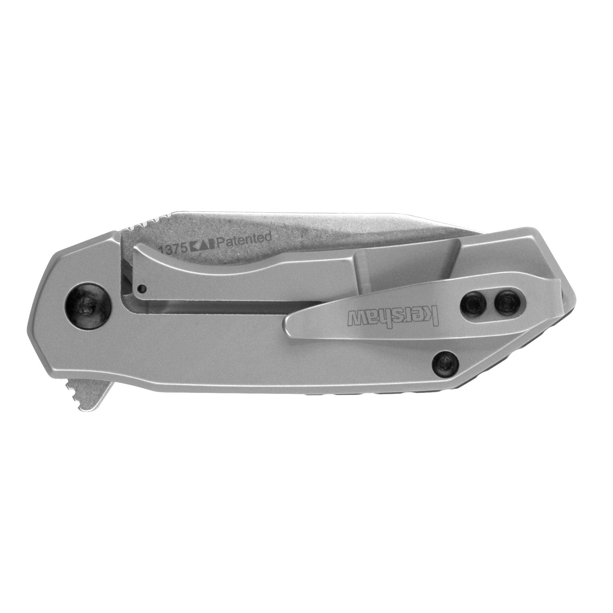 Kershaw Frame Lock Knife Valve Bead Blast Stainless Steel (2.25" Stonewash) 1375