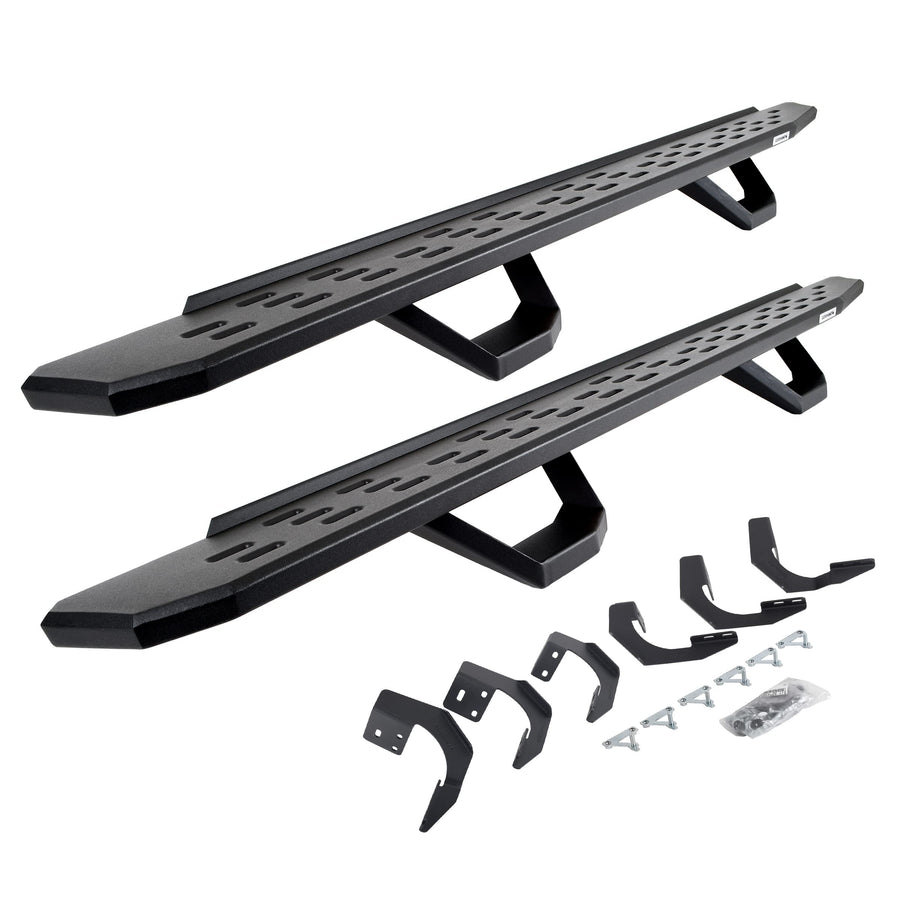 Go Rhino Running Boards RB30, Brackets, & 2 Pair of Drop Steps | Galvanized Steel, Textured Black | 6962068720PC | Fits 2015-2018 Ram 1500 Crew Cab; 2019-2023 Ram 1500 Classic Crew Cab
